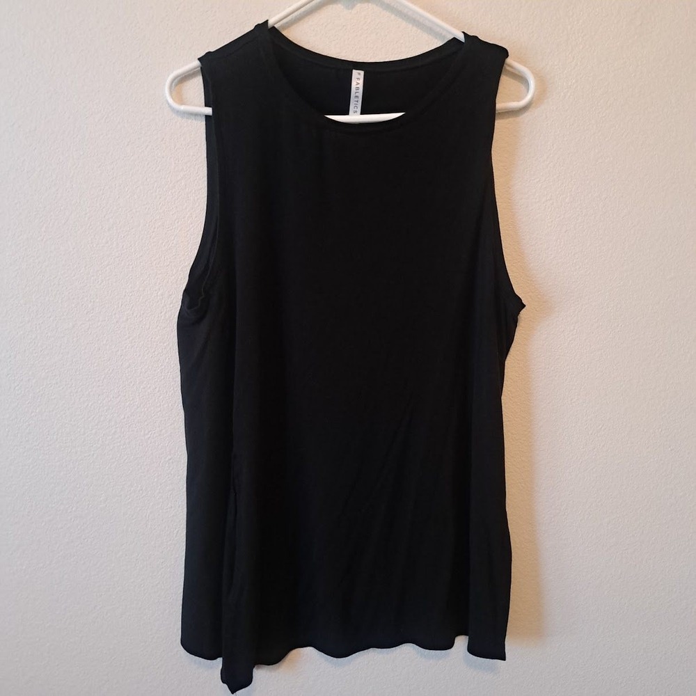 Fabletics Womens Black Sleeveless Activewear Tank Top Side Slit Size Large